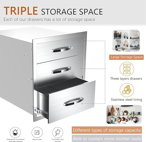 Outdoor Kitchen Triple Drawers 18"W x 21"H x 23"D - Image 4