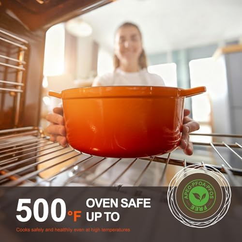 Overmont Enameled Cast Iron Dutch Oven - 5.5QT Pot with Lid Cookbook - Image 4