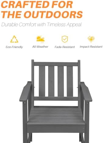 7 Pieces HDPE Outdoor Dining Set, Patio Dining Set with Umbrella Hole, All Weather Outdoor Dining Table Sets for 6, HDPE Patio Furniture Sets for Deck, Backyard, Lawn, and Poolside, Smoke Gray - Image 5