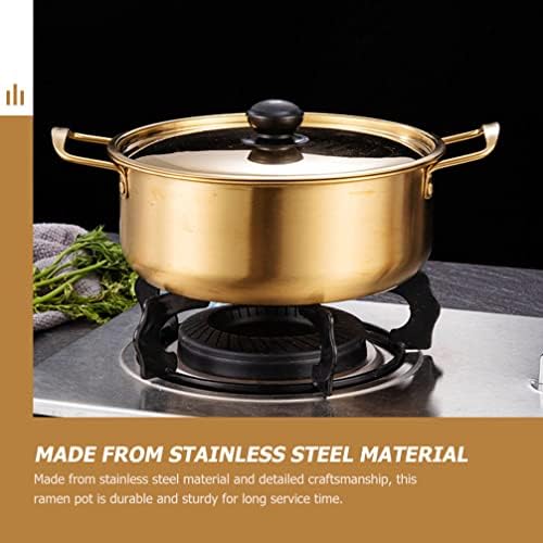 Kichvoe Stainless Steel Noodle Pot with Lid 11.02X7.87X3.54In Portable Cooking Pot for Camping Hiking Picnics Lightweight Ramen Soup Porridge Cooker - Image 4