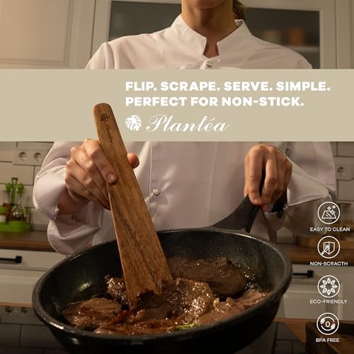 Wooden Spatula for Cooking Set of 2 – 12 Inch Acacia Wood Flat Spatula Turner & Flipper for Cast Iron, Eggs, Pancakes & Griddle - Image 2