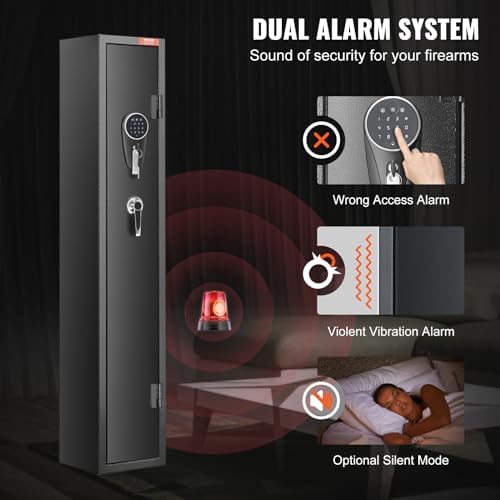 VEVOR 2 Rifles Gun Safe, Rifle Safe with Lock & Digital Keypad, Quick Access Gun Storage Cabinet with Removable Shelf, Pistol Rack, Rifle Cabinet for Home Rifle and Pistols - Image 4