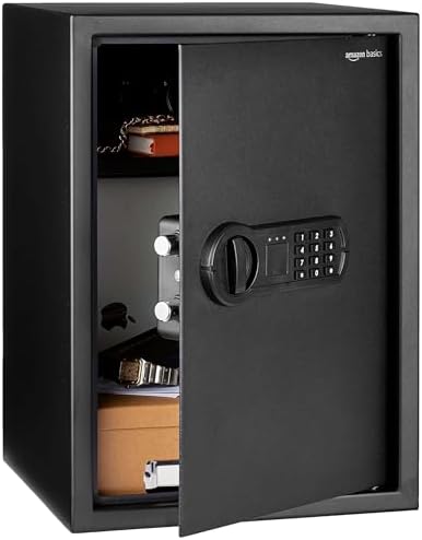 Amazon Basics Steel Home Security Safe Box with Electronic Keypad Lock for Documents, Jewelry, Valuables, 1.8 Cubic Feet, Black, 13.8"W x 13"D x 19.7"H by AmazonBasics