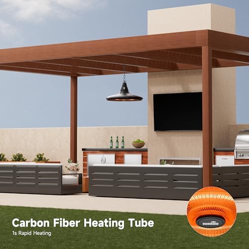 Hanging Heater, 1500W Outdoor Electric Patio Ceiling Heater with Remote Control, Infrared for Courtyard, Garage, Patio, Overheat & Tip-Over Protection, Waterproof, Black - Image 6