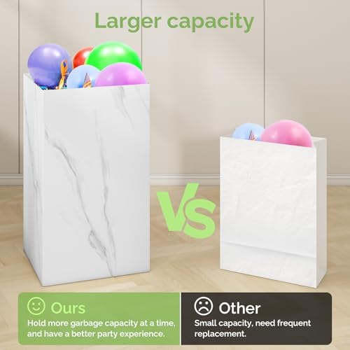 Magicheap 13 Gallon Disposable Trash Cans for Parties, 4 Pack, Marble - Image 3