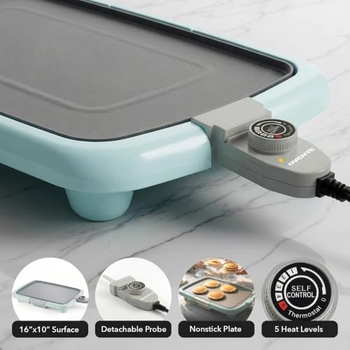 OVENTE Electric Griddle with 16 x 10 Inch Non-Stick Plate, Blue GD1610LBL - Image 2