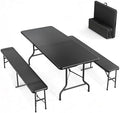 VINGLI Picnic Table Set with 2 Benches, 6 Feet Camping Table Chair Set by VINGLI