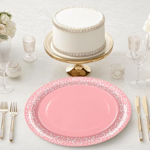Whaline 50 Pcs Cielito Lindo Paper Plates 12 x 10 Inch Pink Mexico Fiesta Party Oval Disposable Dinner Plates for Mexican Themed Baby Shower Wedding Party Decor Supplies - Image 6