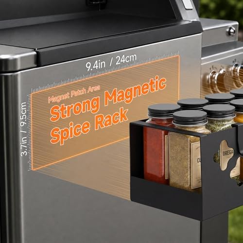 Linidcoud 1 Pack Metal Magnetic Spice Rack Organizer for Pellet Grill Accessories, Outdoor Grill Storage for Most Pellet Smokers, Ironwood Series, Pro Series, Z-Grills, Pit Boss - Image 2