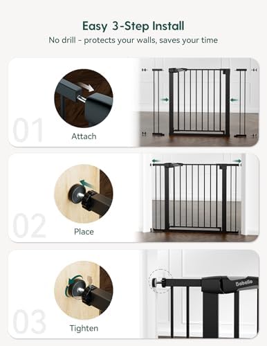 Babelio PressGuard Baby Gate for Stairs, 30" Tall 26"-40" Wide, Black - Image 5