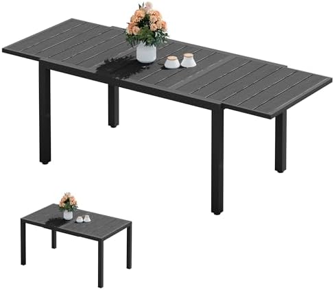 SERWALL Outdoor Expandable Dining Table 60" - 83", Black by SERWALL