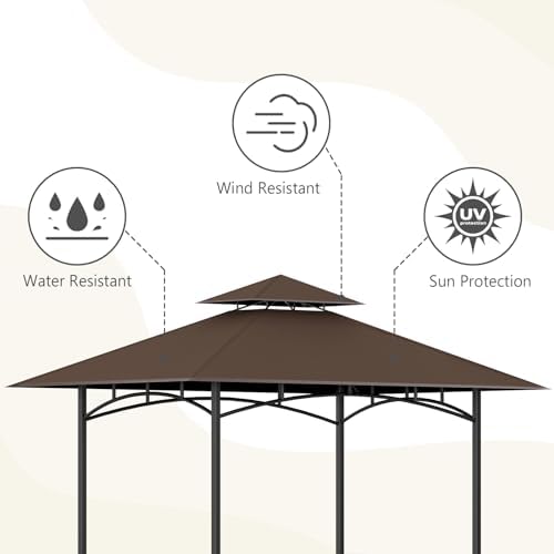 Grill Gazebo Canopy Replacement, 5 x 8 Ft, Brown - Image 3