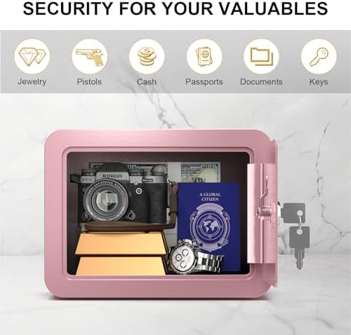 Marcree 0.23 Cubic Small Safe Box for Home, Mini Safes for Kids, Pink Safe - Image 5
