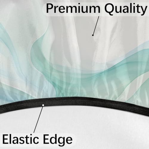 Fitted Round Tablecloth with Umbrella Hole and Zipper Abstract Teal Blue Outdoor Elastic Table Cloth 36"-44" Oil-Proof Waterproof Texture Patio Table Cover for Party Outdoor - Image 4