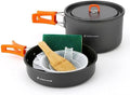 Odoland 9pcs Camping Cookware Non-Stick Lightweight Pots and Pans Set with Plastic Bowls Soup Spoon for Backpacking, Outdoor Cooking and Picnic by Odoland