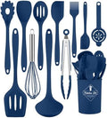 Blue Kitchen Utensils Set-12 Pieces Silicone Cooking Utensils Set by Pranski