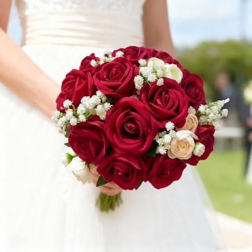 50Pcs Red Roses Artificial Flowers with Stems for Home Decor - Image 6