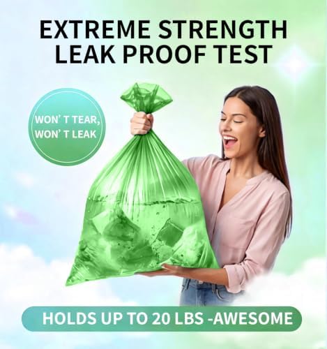 Medium 6 Gallon Trash Bags Unscented, 0.94 Mil, Green, 150 Count - Image 6
