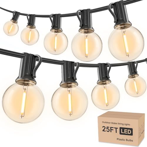 RTTY Outdoor String Lights 25 FT Waterproof, Patio Light 13 G40 LED Bulbs by RTTY