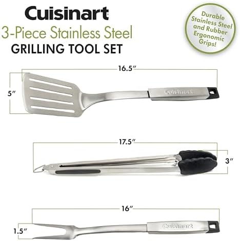 Cuisinart CGS-333 Professional Grill Tool Set (3-Piece),Black and Stainless Steel - Image 2