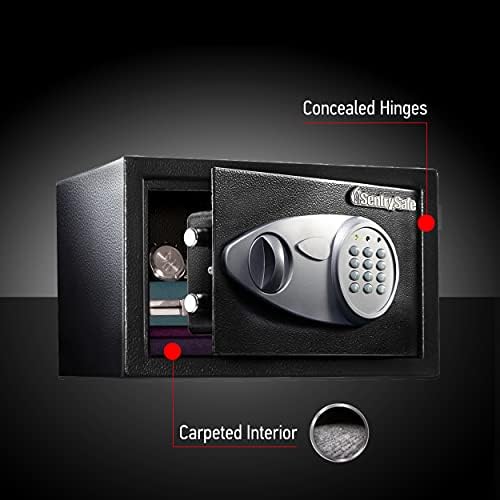 SentrySafe Safe with Digital Keypad Lock, Steel Safe with Interior Lining and Bolt Down Kit for Money, Jewelry, Electronics, 0.58 Cubic Feet, 8.7 x 13.8 x 9.7 Inches, X055 - Image 5