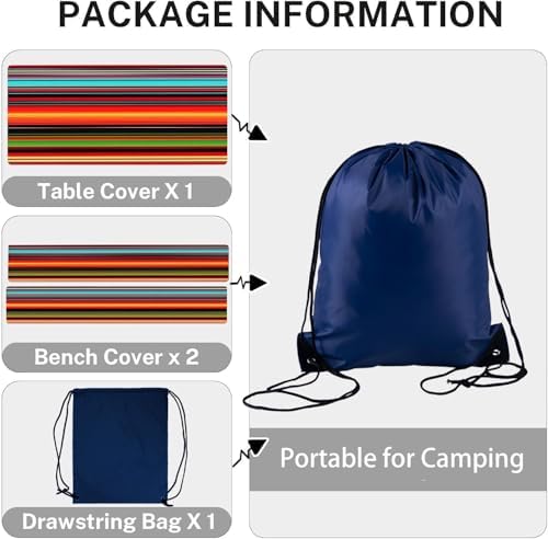 CAPSCEOLL Picnic Table Cover with Bench Covers 5ft - Colorful Stripes - Image 6