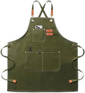 OUNLEN Chef Apron for Men Women Canvas Aprons with 3 Pockets Cross Back Resistant Work Apron for Cooking by OUNLENAPRON