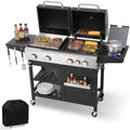 4‑Burner Gas Grill and Griddle Combo with Side Burner, 49,000 BTU by Unknown