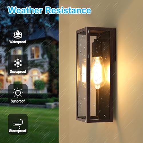 VerRon Outdoor Wall Light Fixtures, Modern Exterior Wall Lanterns, 2-Pack - Image 2