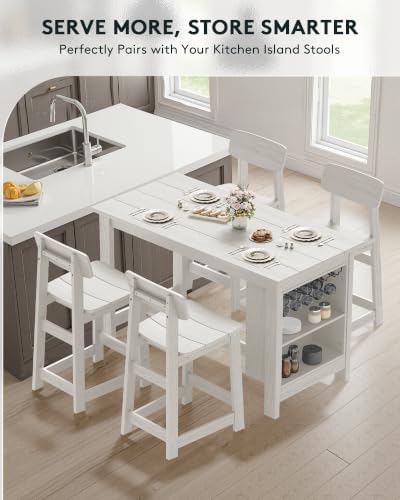 SERWALL 10-Piece Outdoor HDPE Counter-Height Bar Dining, White - Image 6