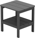 SERWALL Double Layer Adirondack Side Table with Umbrella Hole, HIPS Outdoor Side Table Rectangular End Tables for Patio, Poolside, Garden, Gray by SERWALL