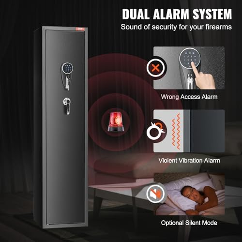 VEVOR 7-8 Rifles Gun Safe, Rifle Safe with Fingerprint & Digital Keypad Lock, Gun Storage Cabinet with Built-in Storage Locker, Removable Storage Shelf for Home Long Gun and Pistols - Image 4