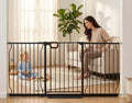 66.9-71.6 Inch Extra Wide Baby Gate with Door for Stairs Doorways by HOOOEN