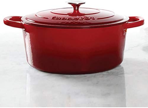 Crock-Pot Artisan Oval Enameled Cast Iron Dutch Oven, 7-Quart, Scarlet Red - Image 2