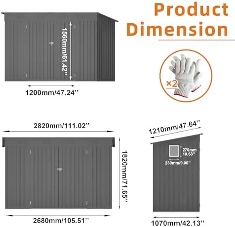 Outdoor Metal Storage Shed, Galvanized Steel Garden Shed with Sloped Roof & Vents, Waterproof Rust-Resistant Backyard Tool Shed for Patio Lawn Garden Trash Can Storage, Easy Assembly - Image 3