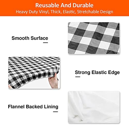 5ft 60" Picnic Table and Bench Cover, 3 Pack, Black-White Checkered - Image 4