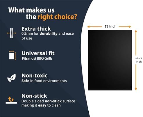 Linda's Essentials BBQ Grill Mats for Outdoor Grill Mat (5 Pack) 13" x 15.75" - Reusable Heat-Resistant Grilling Mats for Outdoor Grill, Non Stick Grill Matt, Easy Clean BBQ Matts for Outdoor Grills - Image 2