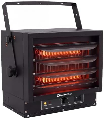 Comfort Zone Hard-Wired Ceiling Mount Garage Electric Space Heater, Fan-Forced, 5,000 watt, 240 volt, Overheat Protection, Thermal Cut-Out Switch, Ideal for Workshop & Garage, ETL Compliant, CZ220BK by MrBrands