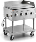 Stainless Steel Liquid Propane Outdoor Grill Silver 30″ With Wind Guard Commercial Catering Grill with Lid Spark Ignition Removable Grease Tray by GLOWNARY