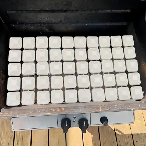 Leship Ceramic Briquettes Replace for Lynx L27 L30 L36 L42 L54 and Other Gas Grills, Gas Grill Briquettes Replacement for Lava Rocks, 2" x 2", 70-Pcs - Image 4