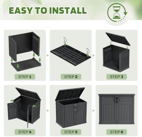 LHBcraft Large Outdoor Storage Cabinet 51 Cu Ft with Lockable, Outdoor Storage Box with Pneumatic Hydraulic Lid-Easy to Assemble, Waterproof Outdoor Storage Shed for Backyards, Patios - Image 7