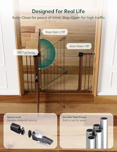 Babelio 29-55" Extra Wide Baby Gate, PressGuard P7, Black Wood Pattern - Image 6