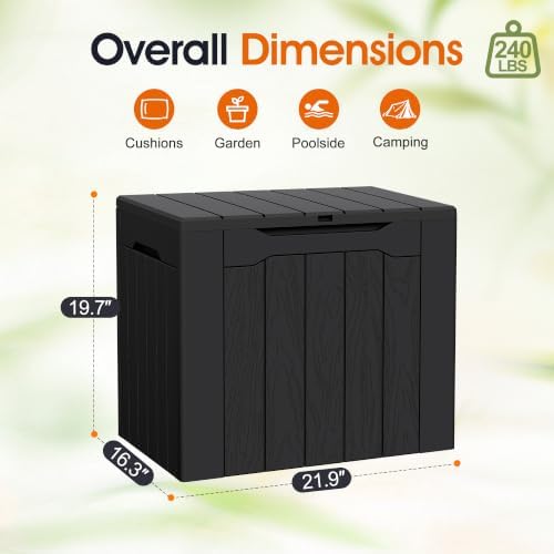 Greesum 33 Gallon Resin Deck Box Outdoor Storage Boxes, Dark Black - Image 7