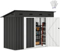 DWVO 9x4ft Large Tool Storage Shed with Lockable Doors, and Sloped Roof, Oversized Steel Outdoor Storage Shed for Garden, Patio, Garage, Backyard, Lawn - Dark Gray by DWVO
