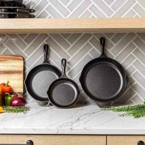Lodge Chef Collection 3-Piece Cast Iron Skillet Set, 8, 10 and 12 Inch - Image 2