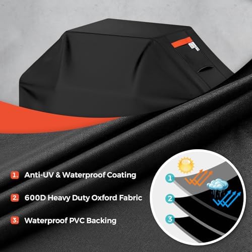 59“ Heavy Duty Outdoor Grill Cover, Universal Fit Waterproof BBQ Grill Protector with Adjustable Straps, Weatherproof Outdoor Gas Cover for All Seasons，Black - Image 3