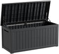 Mersco 270 Gallon Double-Wall Resin Deck Box - Lockable Waterproof Outdoor Storage Box, 1000lbs Capacity & Doubles as Seating for Patio Furniture - Garden Tools, Pool Accessories (Black) by MERSCO