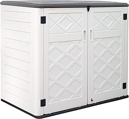 KINYING Larger Outdoor Storage Shed Weather Resistance, Horizontal Outdoor Storage Box Waterproof for Garden, Patios, Backyards, 48 Cu.ft Capacity for Garbage Cans, Lawn Mower, Garden Tools by KINYING