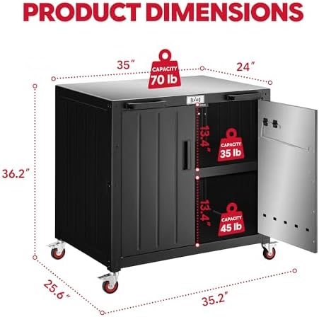 Feasto Outdoor Grill Cart with Storage Cabinet & Protective Cover - Image 2