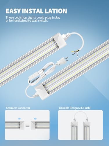 ELEKICO 8' Led Shop Lights,Super Bright 19500LM 100W 5000K 8FT Led Shop Light, Linkable 8FT Garage Ceiling Lights for Garage Ceiling Workshop Warehouse - Image 7